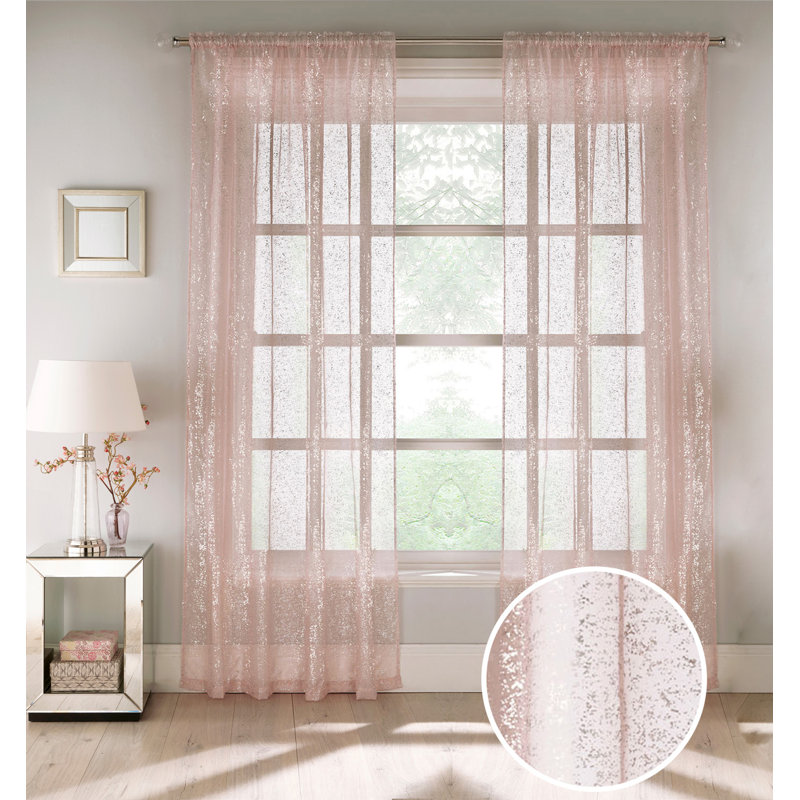 Resor Sheer Curtain Pair, 140cm Width x 122cm Drop, Blush