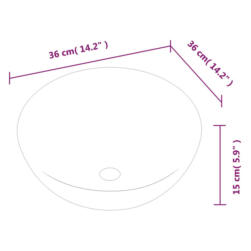 Seebeck White Ceramic Circular Bathroom Sink with Overflow