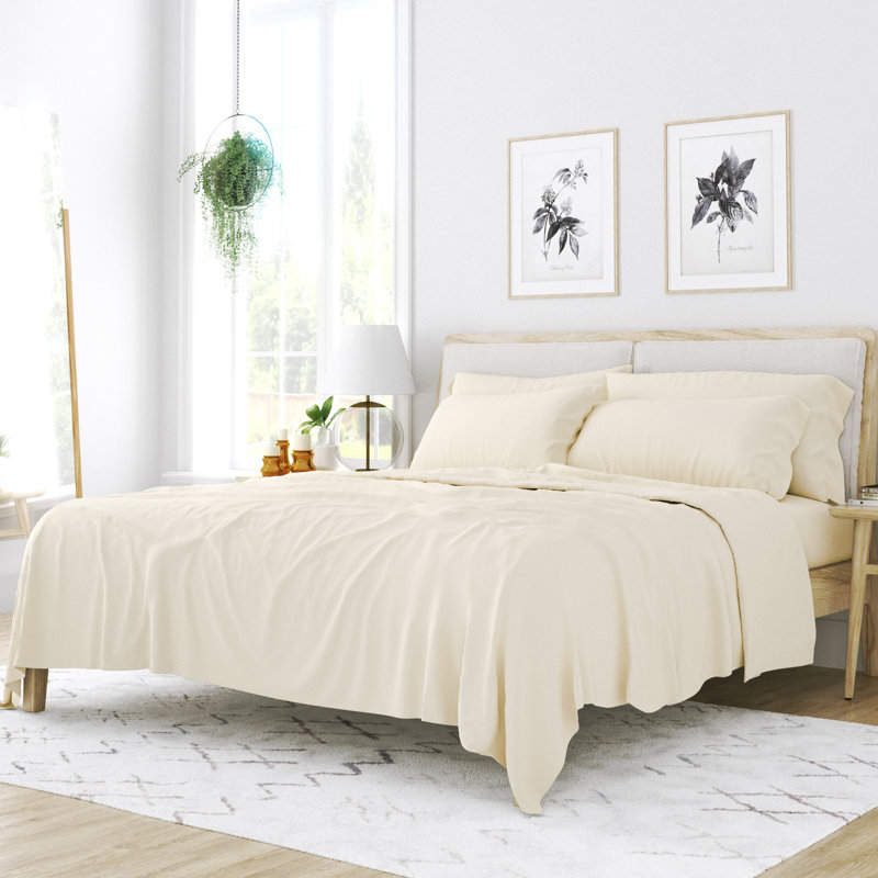 Ultra Soft Double Brushed 4 Piece Sheet Set – Deep Pocket Fade Resistant Bedding, Twin XL Sheet Set with 1 Pillowcase, Ivory