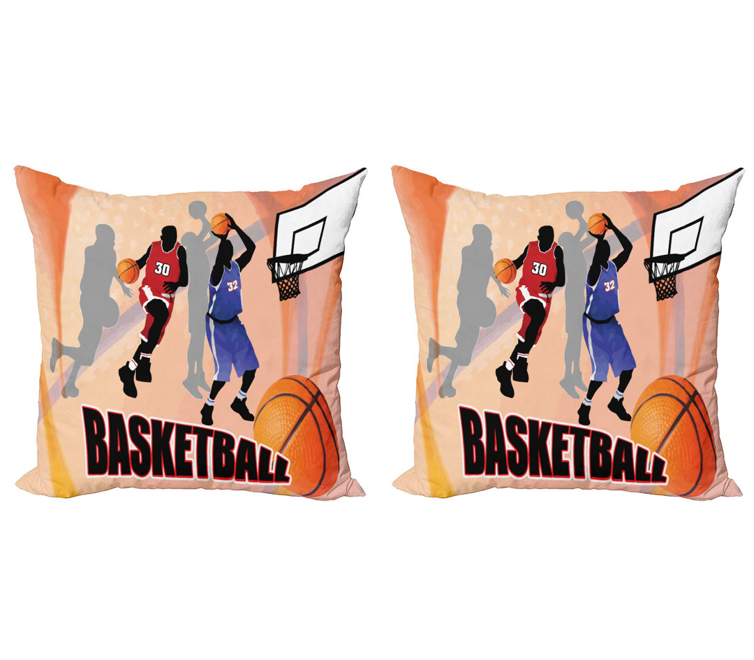 Kissen Kissenbezug, Vintage Basketball Art, Orange Schwarz