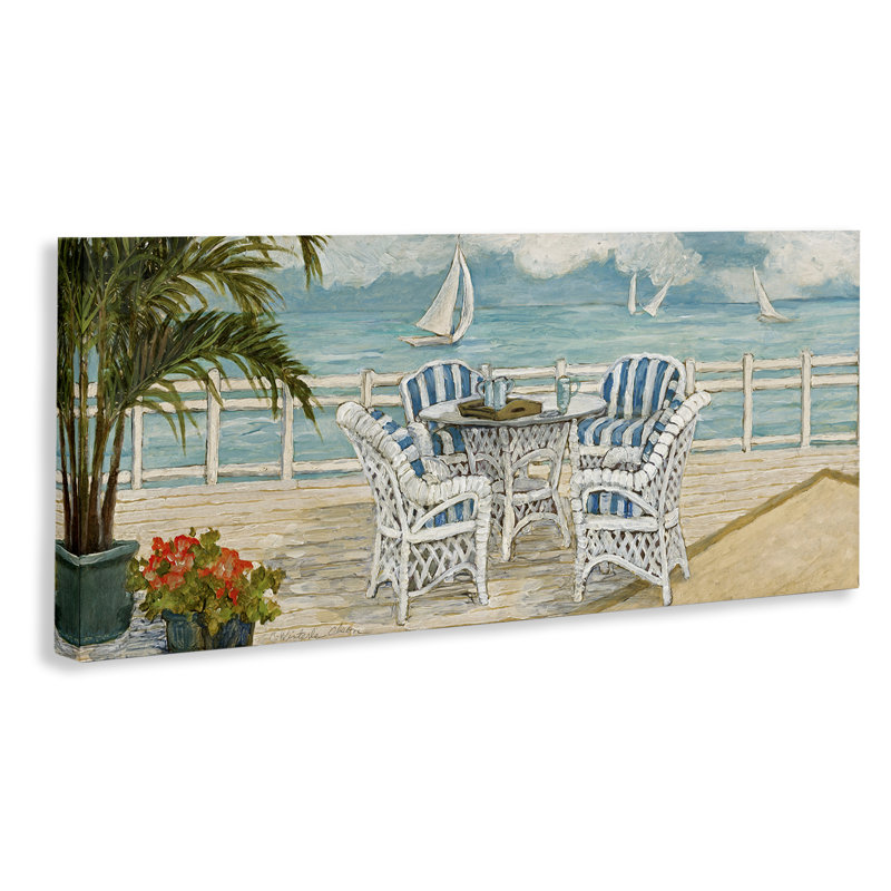 Toile de terrasse Summer Beach View, design par Charlene Olson, H 10 po x l 24 po