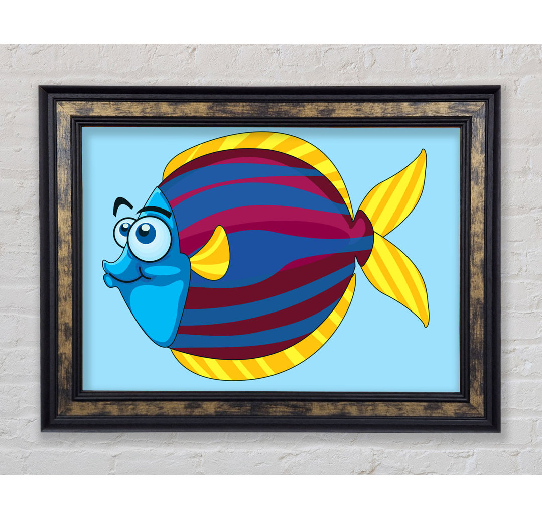 Big Happy Fish Baby Blue - Einzelner Bilderrahmen Kunstdrucke