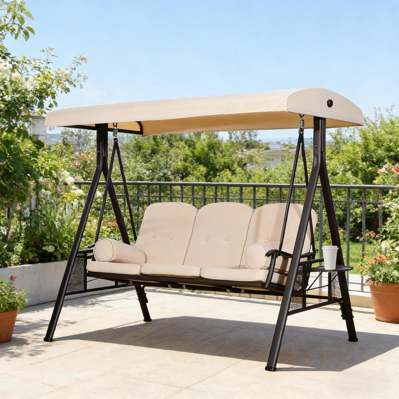 Balancelle de patio 3 places, Beige