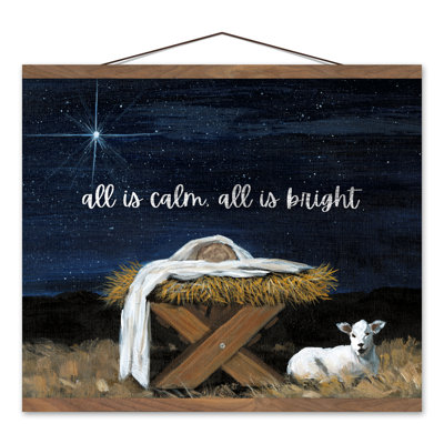 «All Is Calm All Is Bright Nativité», impression sur toile non encadrée