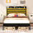Queen Bed Frame with USB Port&LED ,Standard Queen Size Bed Frame with Headboard,Black-1646367413-1660087842