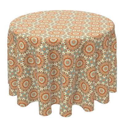 Fabric Textile Products, Inc. Round Tablecloth, 100% Cotton, 60 Round", Stylized Ornamental Design