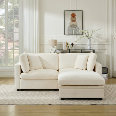 82.7” W Oversized Down-Filled 3-Seater Modular Sofa with Storage Ottoman