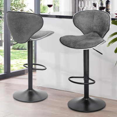 Tabourets de bar pivotants rembourrés en cuir de polyuréthane, tabourets de bar réglables à hauteur de comptoir avec repose-pieds