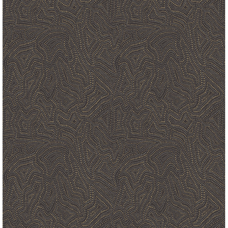 Hollenback Gold Dotted Abstract Wallpaper, Black