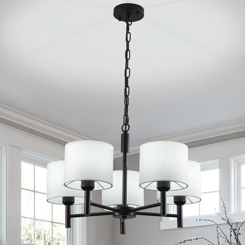 5 - Light Dimmable Classic / Traditional Chandelier, Matte Black