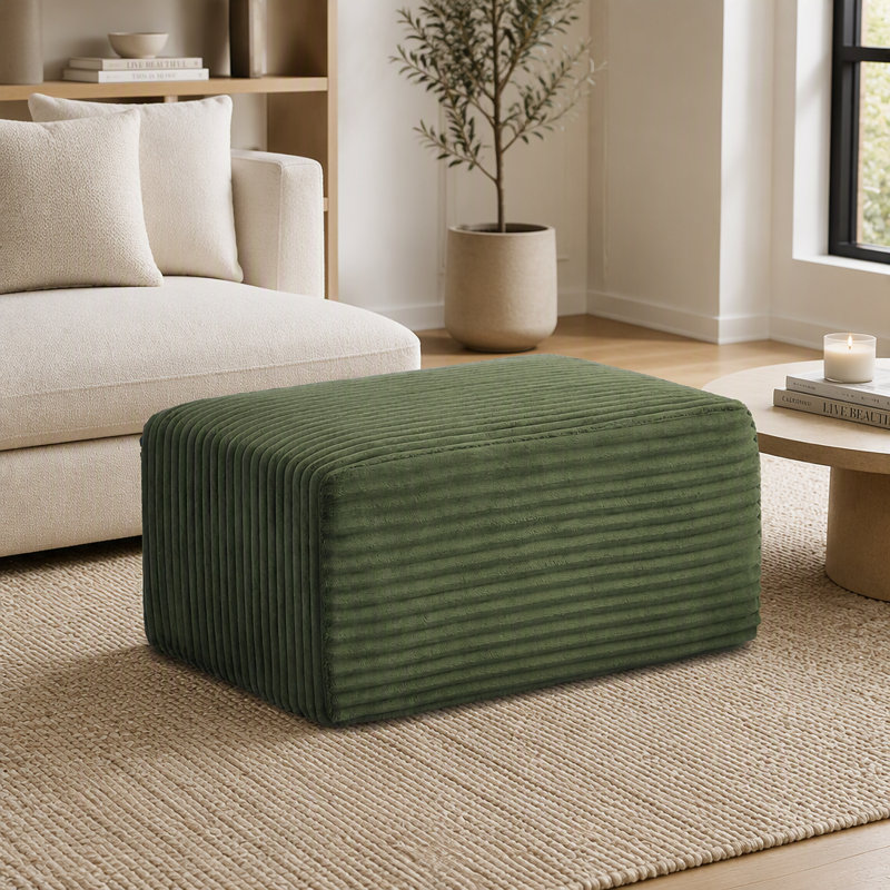 Canapé d'angle Cloud en forme de L avec pouf, confort moelleux et tissu velours côtelé résistant pour un style de vie moderne