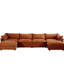 Chenille orange à 4 places en forme de U avec 2 repose-pieds, tiroir de rangement modulaire surdimensionné sous chaque siège, conception intégrée et coussins d'accoudoirs, tissu en forme de croissant Clean Line, doux-717702700