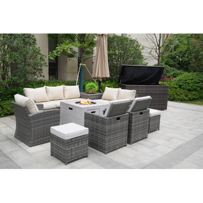 10 - Person Patio Conversation Set with Cushions