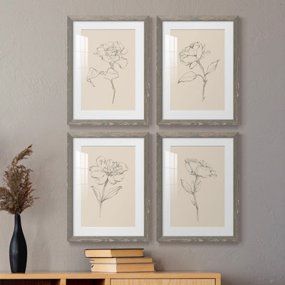 Floral Contour Study I - Ensemble de 4 cadres photo