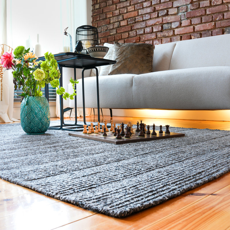 Jarven Solid Colour Wool Hand Woven Area Rug, Rectangle 200 x 290cm, Brown