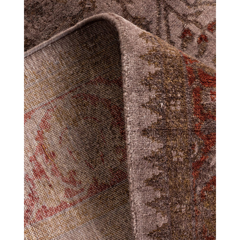 Tapis beige noué à la main de conception unique Holsworth