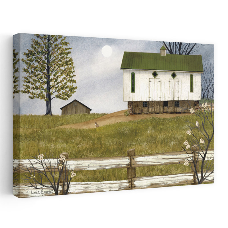 Printemps à la ferme, paysage contemporain abstrait, art printanier, H 40 po x l 60 po