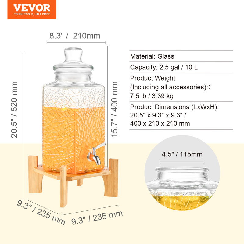 Sausalito 2.5oz. Glass Beverage Dispenser