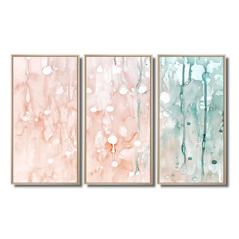 «Whispering Legacy of Harmony», ensemble d'art mural abstrait à encre liquide, 28" H x 36" W, Naturel