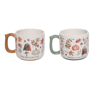 Dolomite Fall Mug Set of 2 - Colorful Ceramic Drinkware for Autumn Harvest - 17.5oz Mugs Perfect for Indoor Use, Tabletop Decoration, Gift Giving, and Hostess Gifts - Celebrate the Season in Style!