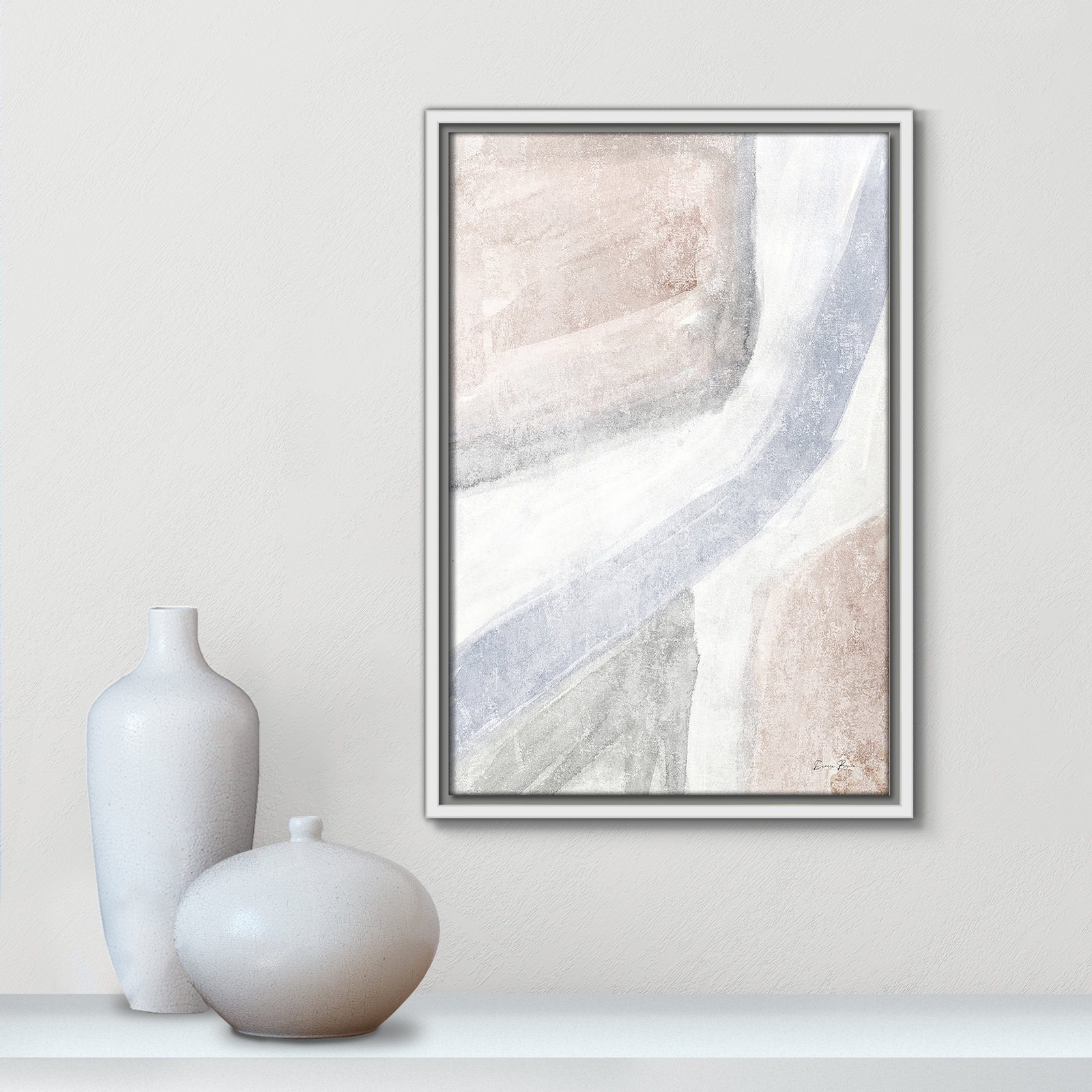 Helmsford "Soften 1" Painting, 19.5" H x 13.5" W x 2" D, White