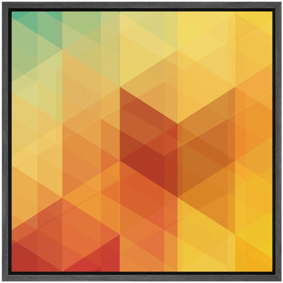 " 3D Illusion Orange, Yellow Green Cubes Geometric Shapes Modern Art Bohemian Colorful Multicolor "