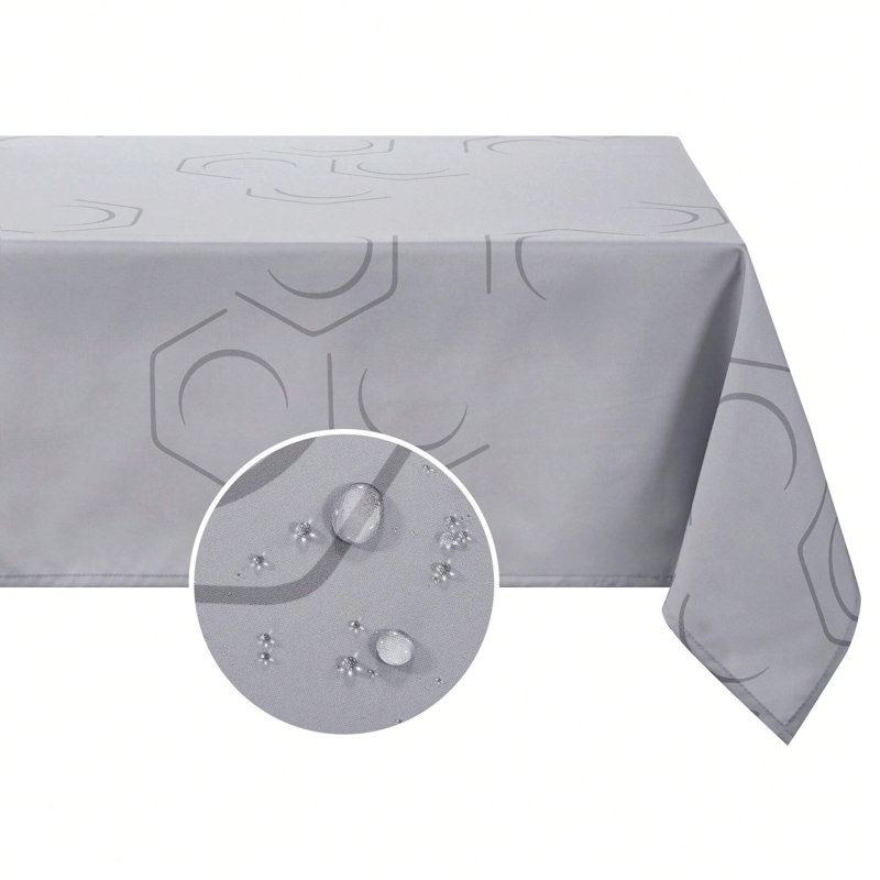 Geometric Patterned Tablecloth, 1 PCS, Light Grey, 54" x 102"
