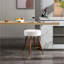 Tabouret de comptoir pivotant 360 pivotant 360 ° - Design Mid-Century, blanc, bois brun, chaise de salle à manger intérieure moderne, rembourré, blanc et bois