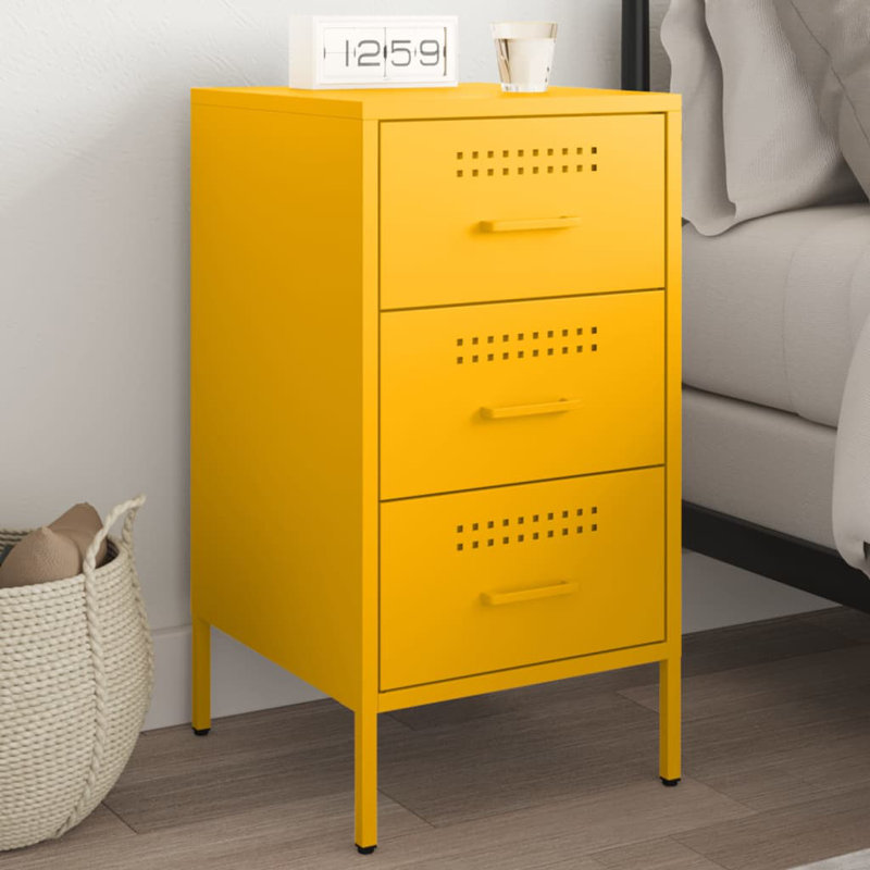 Bedside Cabinet 36x39x68 cm Steel, Mustard Yellow
