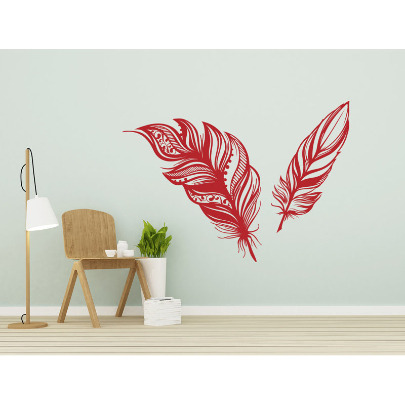 Adhésif décoratif plumes, H 22 po x l 31 po, Rouge