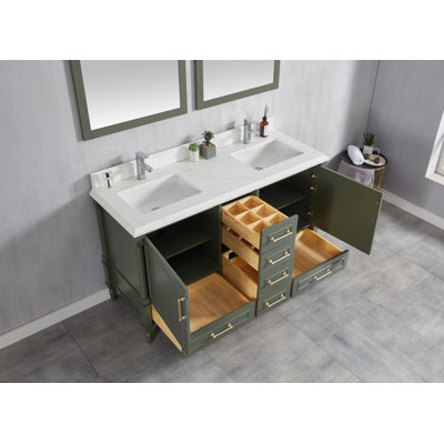Flavell 60'' Double Bathroom Vanity with Quartz Top