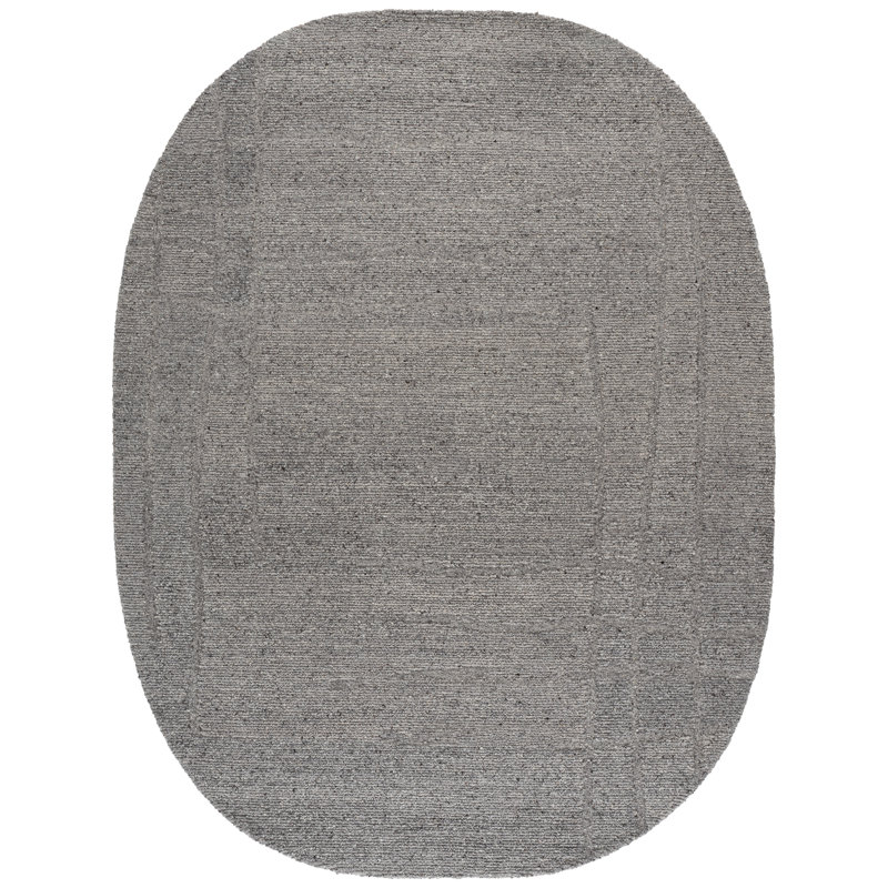 Harvest Hand Tufted Wool Cotton Solid Color Rug in Grey, Oval 8' x 10'