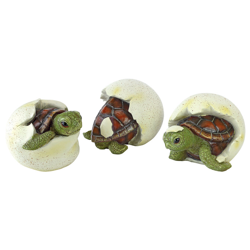 3 Piece out of the Shell Baby Turtle Statues Set
