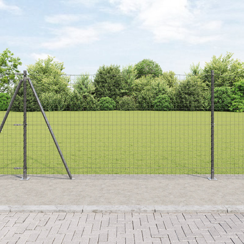 Galvanised Steel Border Fencing, 120 x 1000 x 0.2 cm, Grey