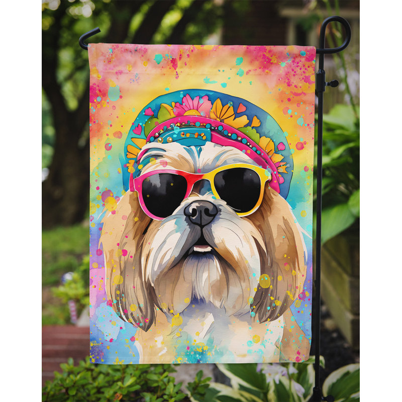 Drapeau de jardin Hippie Dawg, Shih tzu