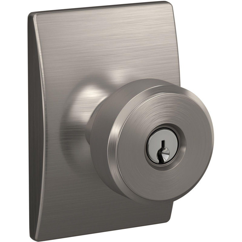 Bouton de porte à clé Swanson avec rosette Century, Nickel satiné