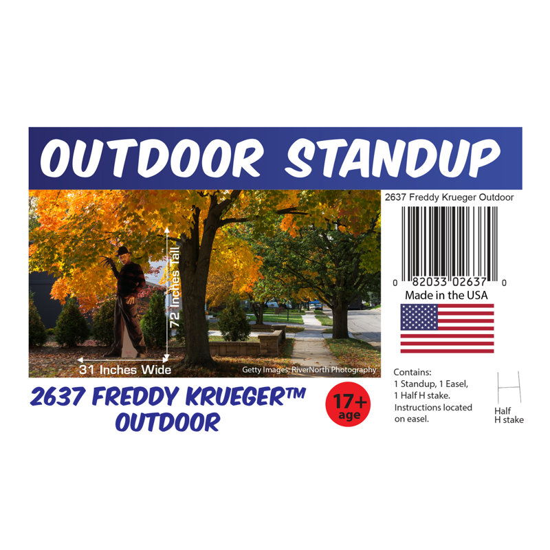 72'' Freddy Krueger Outdoor Halloween Standee