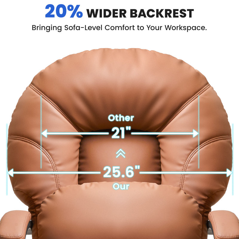 Big And Tall Ergonomic Executive Office Chair Computer Desk Chair Home Desk Chair With Footrest, Brown
