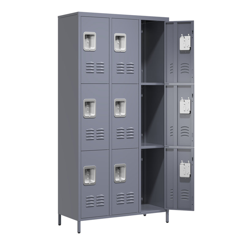 Metal 3 - Tier 89.9cm Gym Locker with Handle, Grey