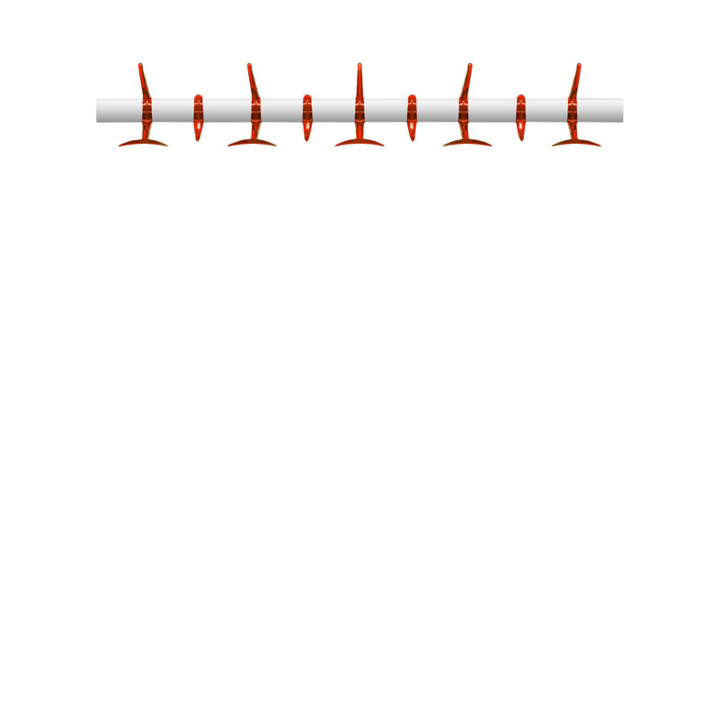Wall Mounted Coat Rack, Transparent Orange Red, Large