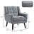 Jaqueze Upholstered Gray Linen Blend Tufted Wide Back Armchair with Solid Wood Leg-1917714911