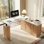 Bureau debout en L de 55 po, bureau assis-debout électrique à hauteur réglable avec tiroirs et armoire de rangement, bureau d'angle cannelé moderne pour bureau à domicile, marbre blanc