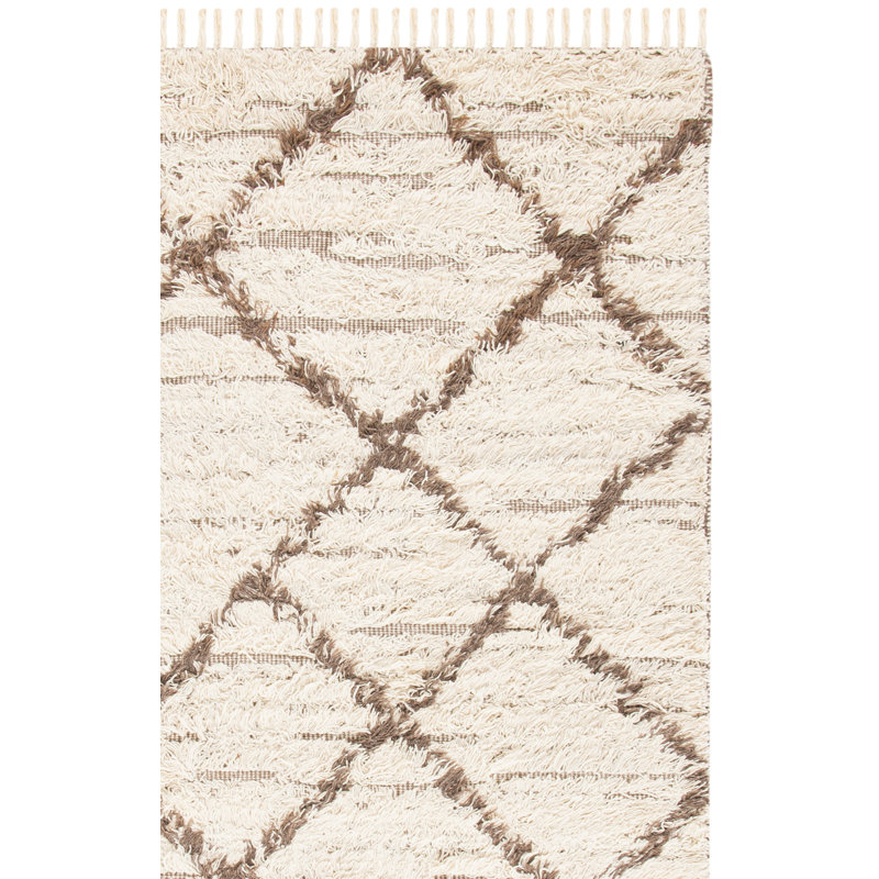 Peeples Hand Woven Wool Geometric Rug, Rectangle 5' x 8'