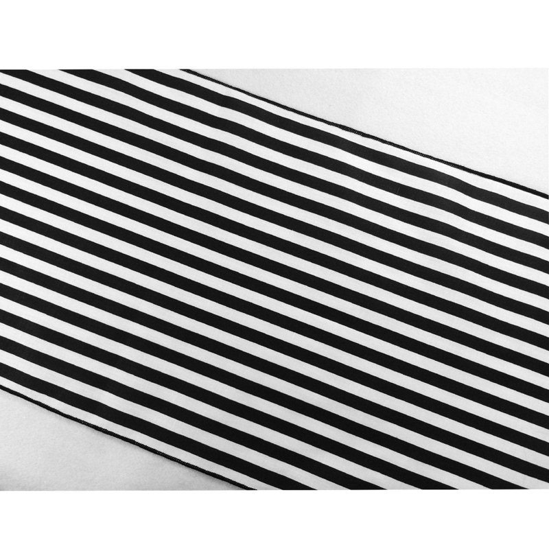 Half Inch Stripes Print Table Runner, Black/White, 120" x 12"