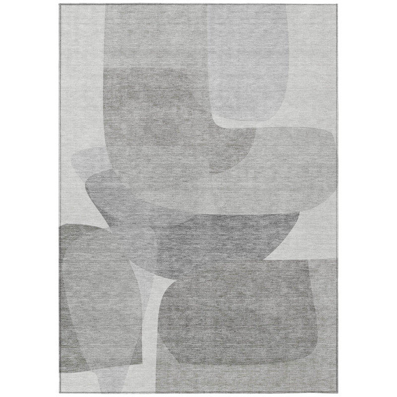 Machine Washable Indoor/Outdoor Xhevrie Linen Rug, Rectangle 3' x 5'
