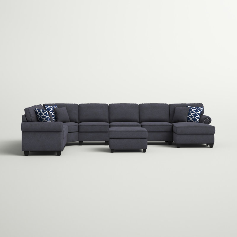 Canapé modulaire en U avec repose-pieds l 149,8 po Ketterer , Mélange de polyester gris