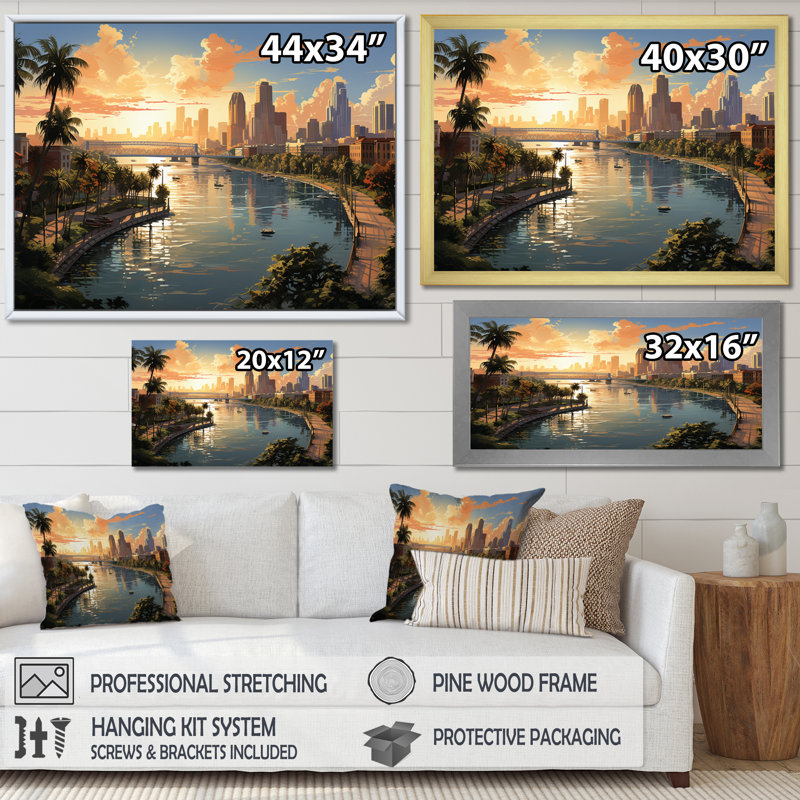 " Sunshines State Miami III ", Wrapped Canvas, 30" H x 40" W x 1.5" D