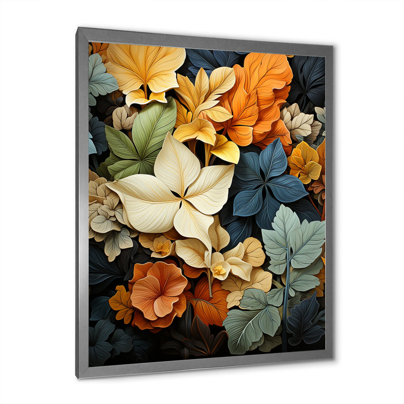 Feuilles d'automne, palette en sourdine - impression, Cadre photo argenté, H 40 po x l 30 po x P 1,5 po
