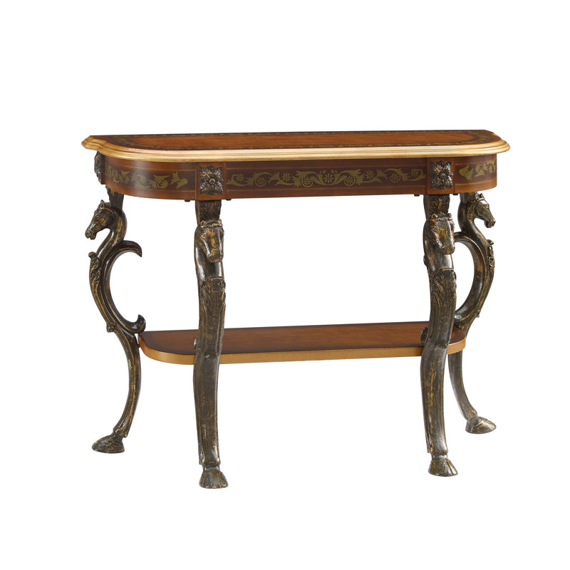 Berkhamstead 42” Console Table with Ornate Horse Motif Legs Design, Gray