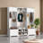 White Modern Hall Tree - 79" Entryway Bench with Shoe Storage & 7 Coat Hooks-1496573091